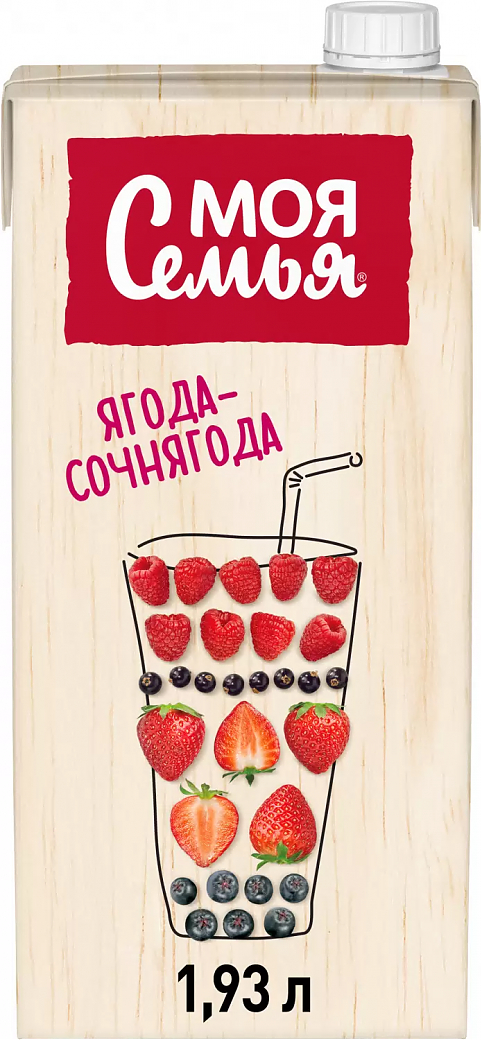 Сок "Моя Семья" Ягода-Сочнягода, нектар, 1930 мл: Фото 1