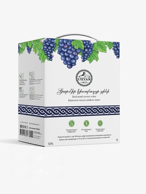 Вино "Иджеван" Красное, полусладкое, Bag-in-Box, 3 л: Фото 1