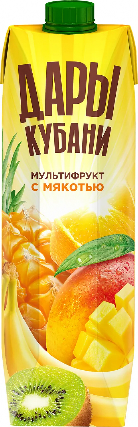 Нектар "Дары Кубани" Мультифрукт с Мякотью, 0.95 л: Фото 1