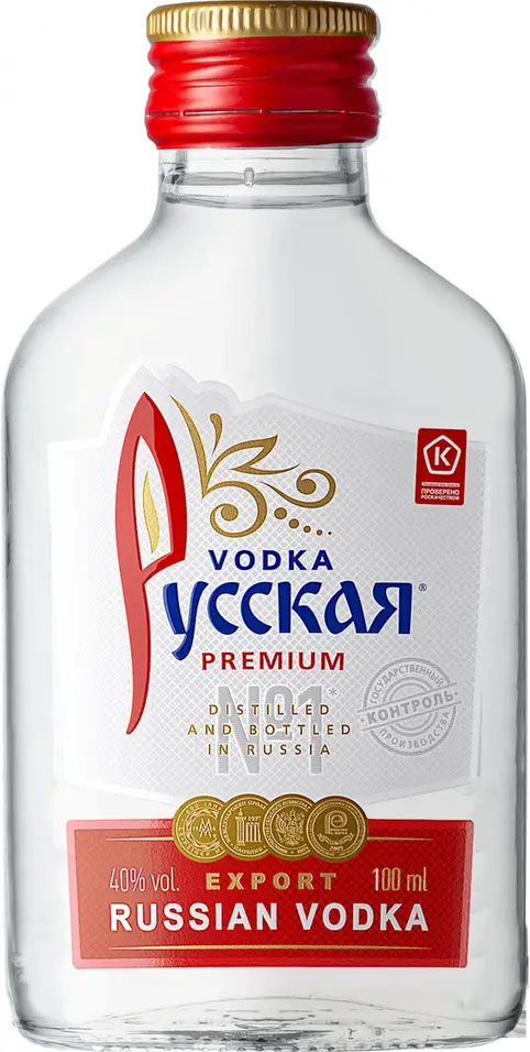 Водка "Русская", фляга,  100 мл: Фото 1