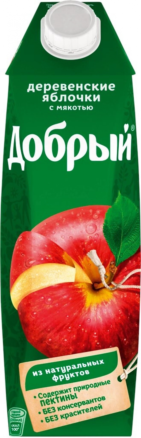Сок "Добрый" Деревенские яблочки, нектар,  1 л: Фото 1