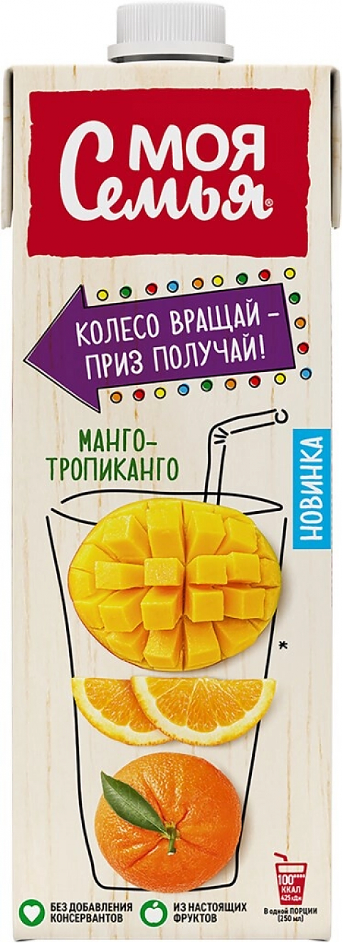 Сок "Моя Семья" Манго-Тропиканго, Тетра Пак,  0.95 л: Фото 1