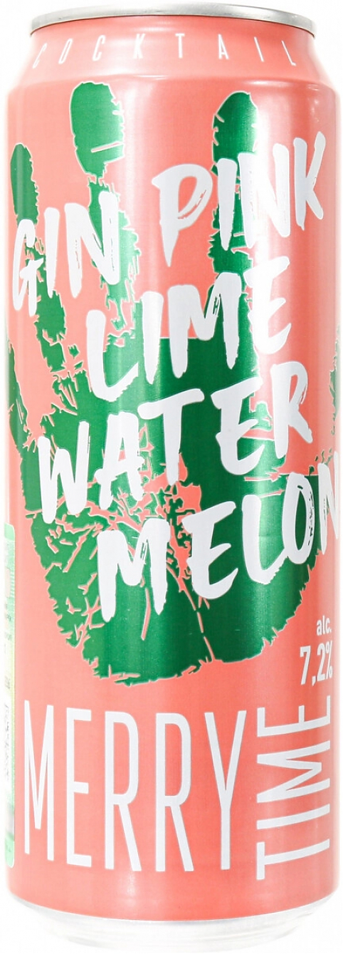 Коктейли "Merry Time" Gin Pink Lime Watermelon, in can,  430 мл: Фото 1