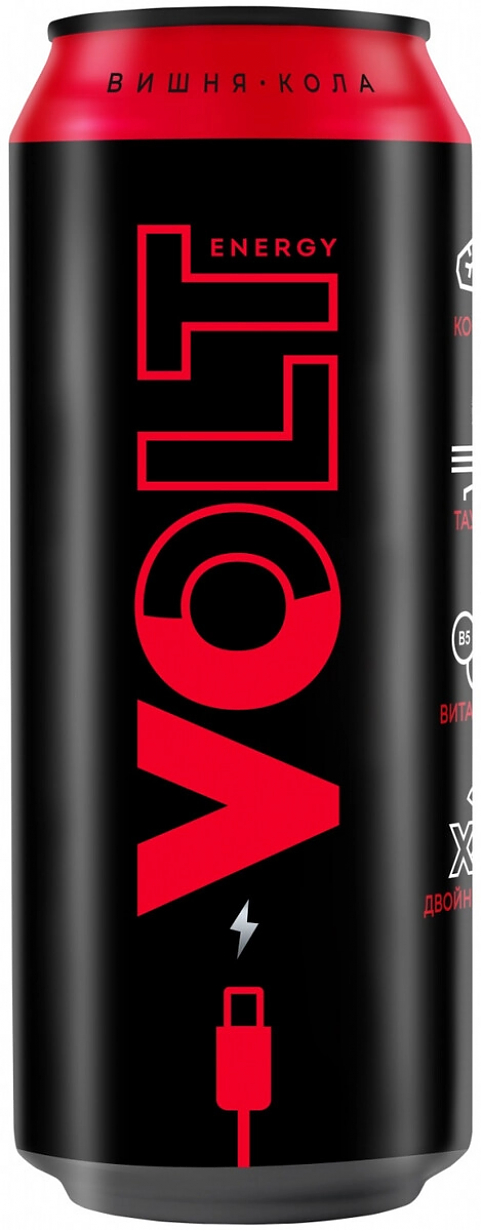Вода "Volt Energy" Cherry-Cola, Energy Drink, in can,  0.45 л: Фото 1