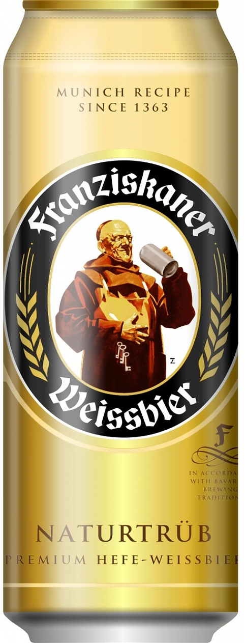 Пиво "Franziskaner" Hefe-Weisse (Russia), in can,  0.45 л: Фото 1