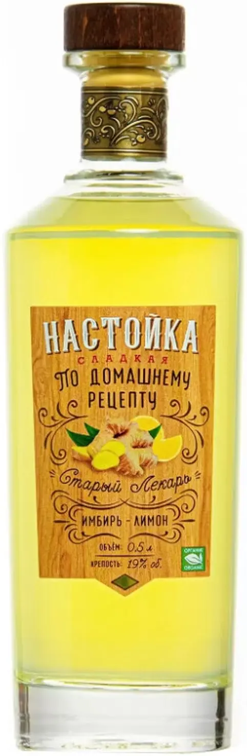 Ликер "Старый Лекарь" Имбирь-Лимон, настойка сладкая,  0.5 л: Фото 1