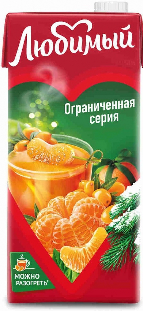 Вода "Любимый" Зимний мандарин, напиток сокосодержащий, Тетра Пак,  0.95 л: Фото 1