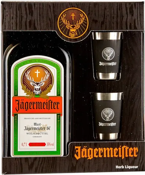 Ликер "Jagermeister", gift box with 3 steel glasses, 1 л: Фото 1