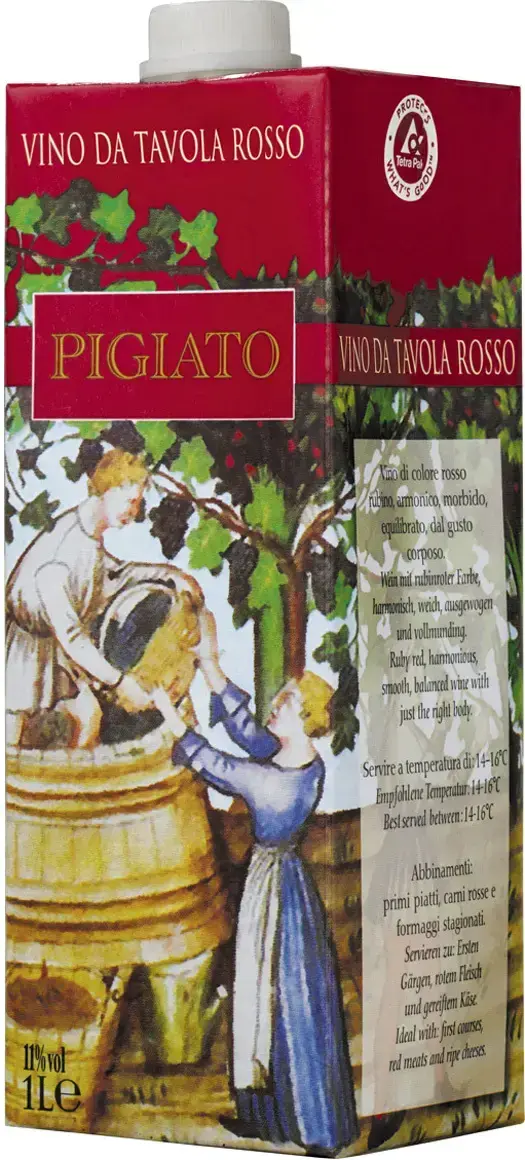 Вино "Pigiato" Rosso Sec, Tetra Pak, 1 л