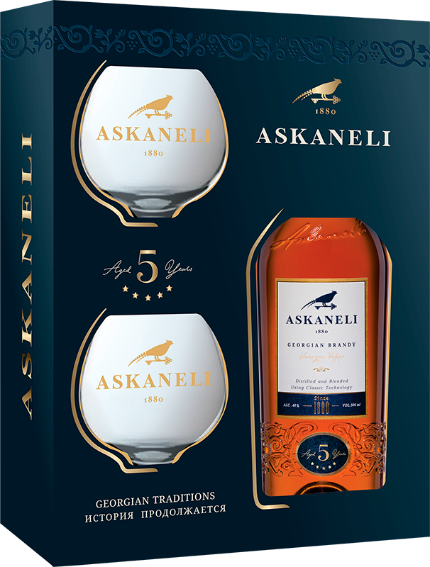 Коньяк "Askaneli" 5 Years Old 2 glasses,  0.5 л