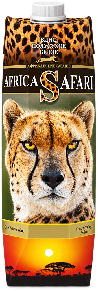 Вино "Africa Safari" White Semi-Dry, Tetra Pak, 1 л