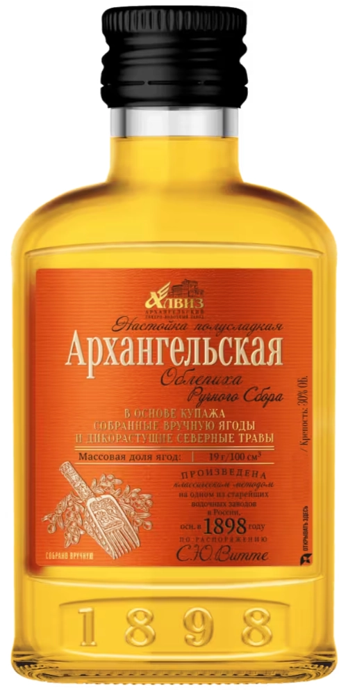 Ликер "Архангельская" Облепиха ручного сбора, настойка полусладкая, 250 мл