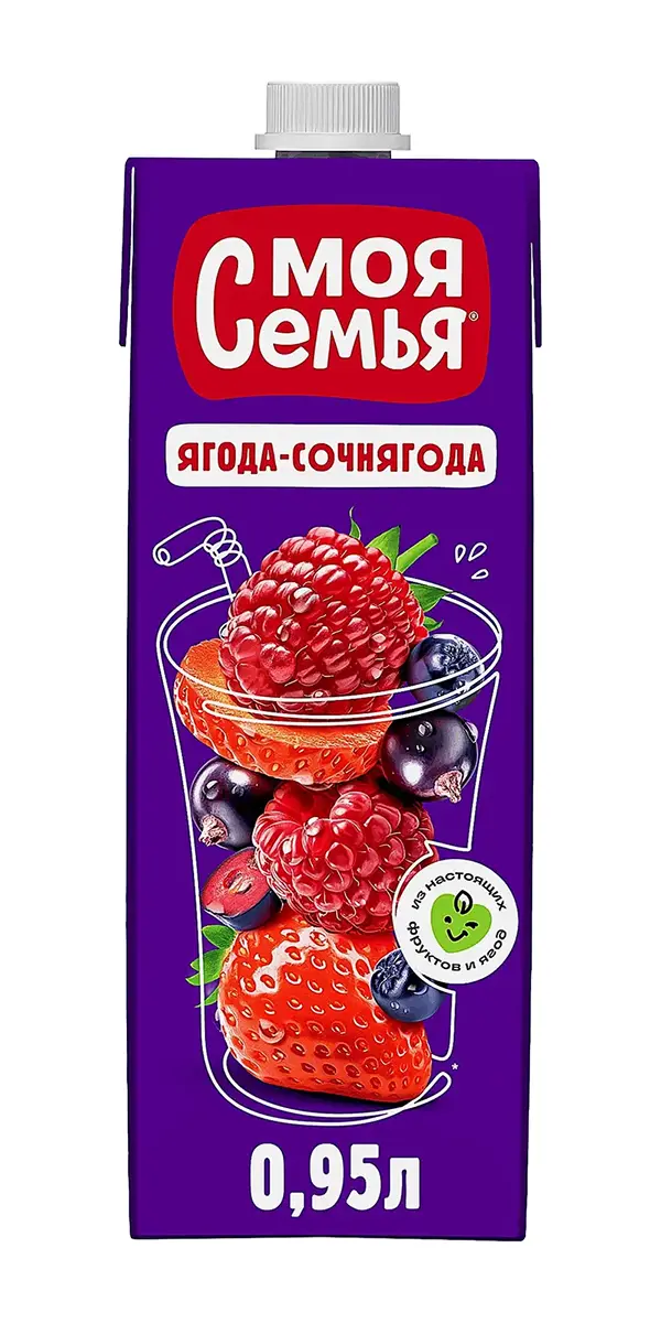 Сок "Моя Семья" Ягода-Сочнягода, нектар, Тетра Пак, 0.95 л