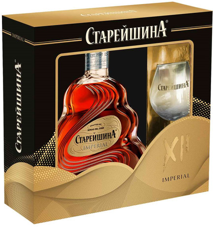 Коньяк "Старейшина" Империал 12-летний 2 бокала,  0.5 л