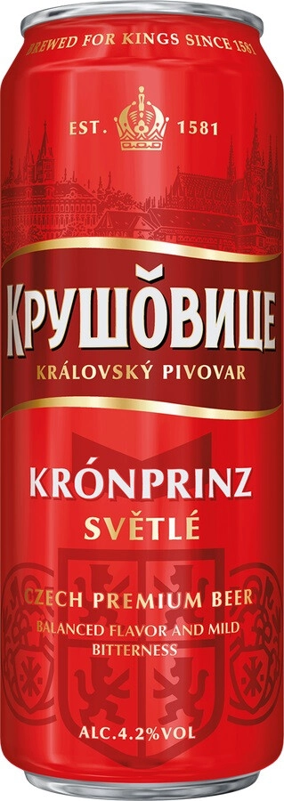 Пиво "Krusovice" Kronprinz Svetle, in can,  430 мл