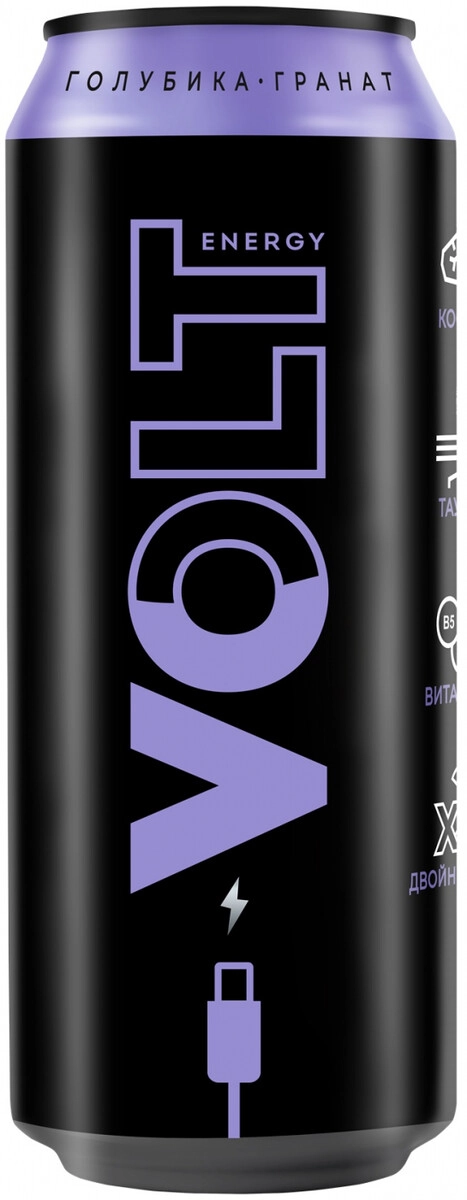Энергетический напиток "Volt Energy" Blueberry-Pomegranate, Energy Drink, in can,  0.45 л