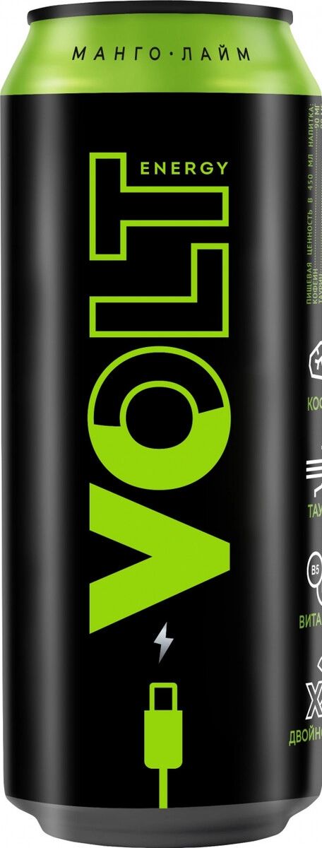 Энергетический напиток "Volt Energy" Mango-Lime, Energy Drink, in can,  0.45 л