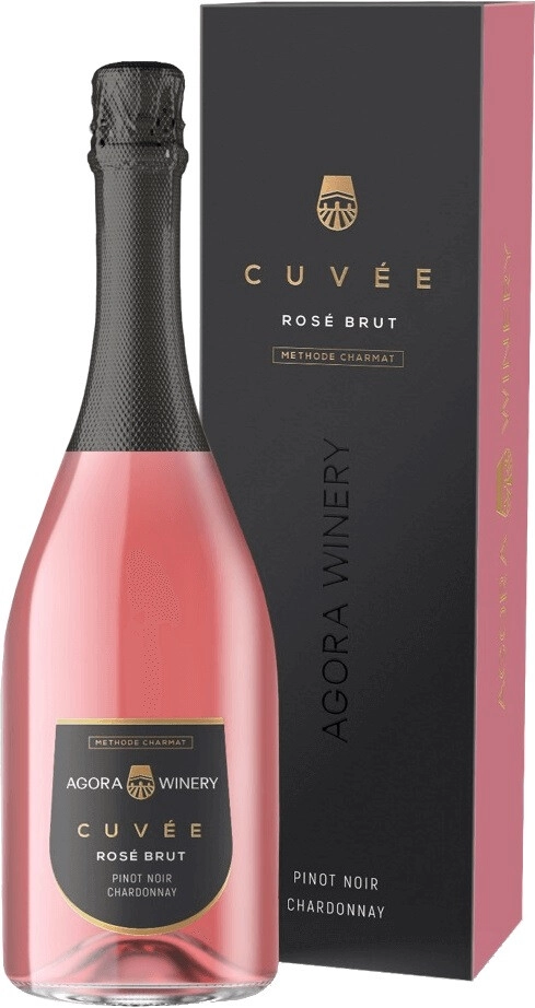 Игристое вино "Agora Cuvee" Pinot Noir Chardonnay Brut, gift box