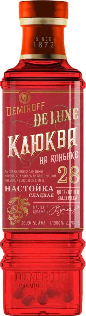 Ликер "Demiroff" De Luxe Klyukva na Konyake,  0.5 л