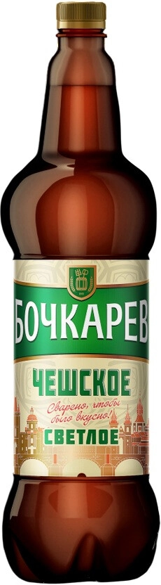 Пивной напиток "Бочкарев" Чешское Светлое, в пластиковой бутылке,  1.2 л