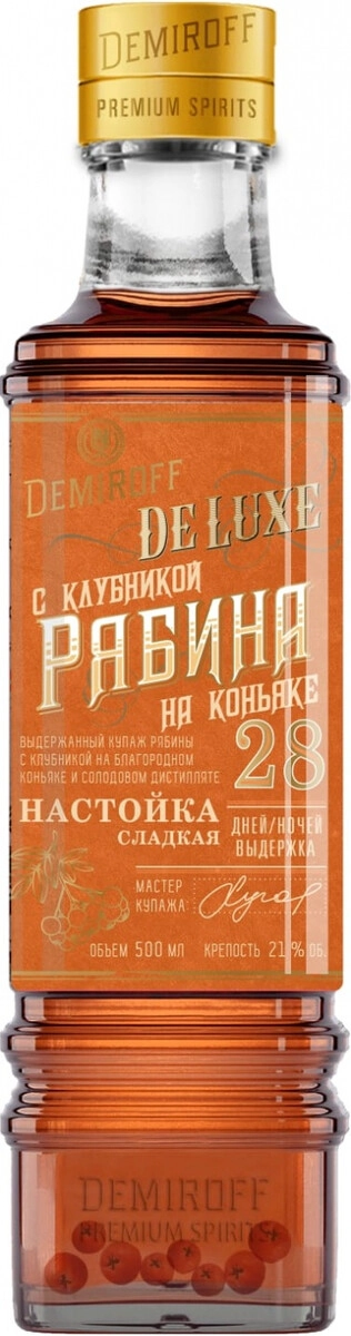 Ликер "Demiroff" De Luxe, Rowan on Cognac with Strawberry,  0.5 л