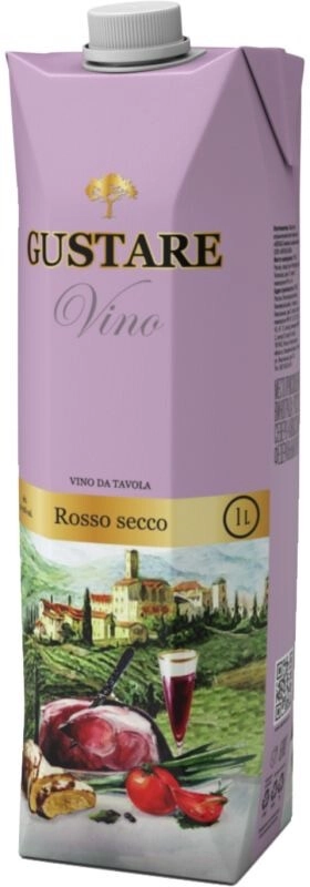 Вино "Gustare" Rosso Secco, tetra-pak,  1 л