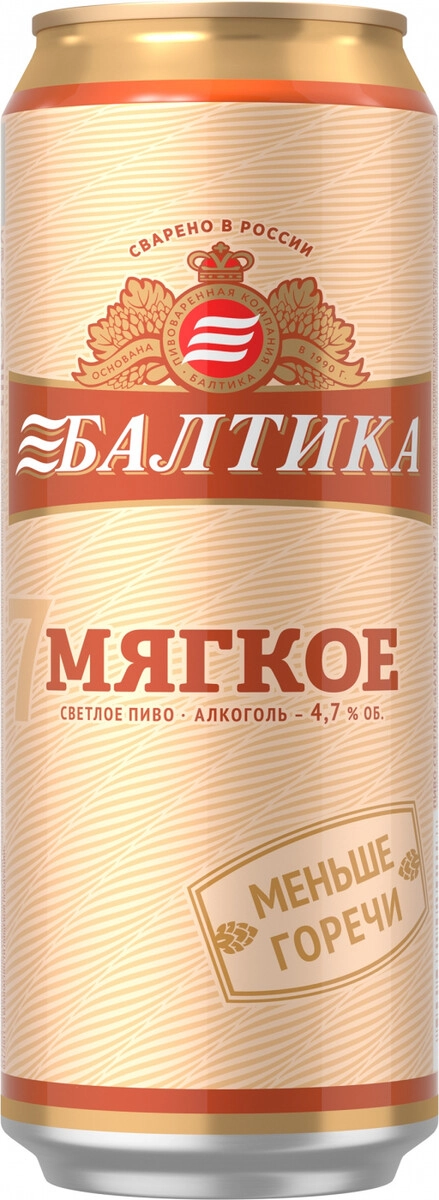 Пиво "Балтика №7" Мягкое, в жестяной банке,  0.45 л