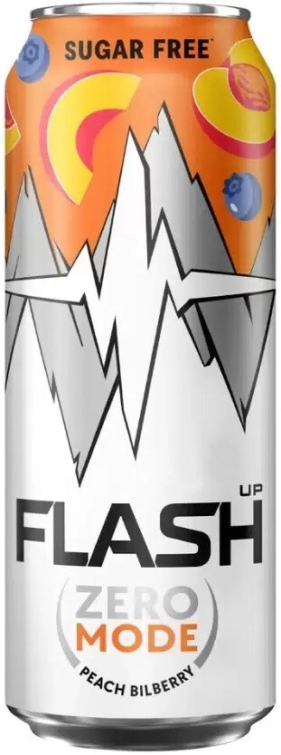 Энергетический напиток "Flash Up" Zero Mode, Peach-Bilberry, Energy Drink, in can,  0.45 л
