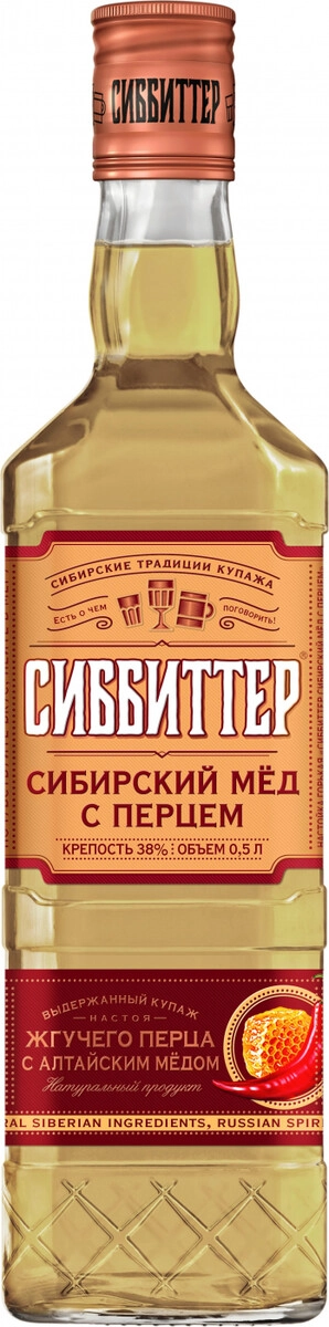 Ликер "Сиббиттер" Сибирский Специалитет, Сибирский мед с перцем, настойка горькая,  0.5 л