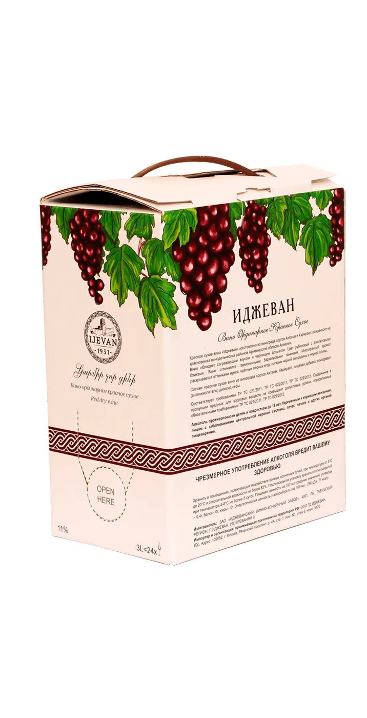 Вино "Ijevan" Red Dry, Bag-in-box, 3 л